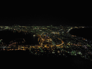 函館山から函館市街地を眺める（午後８時30分）